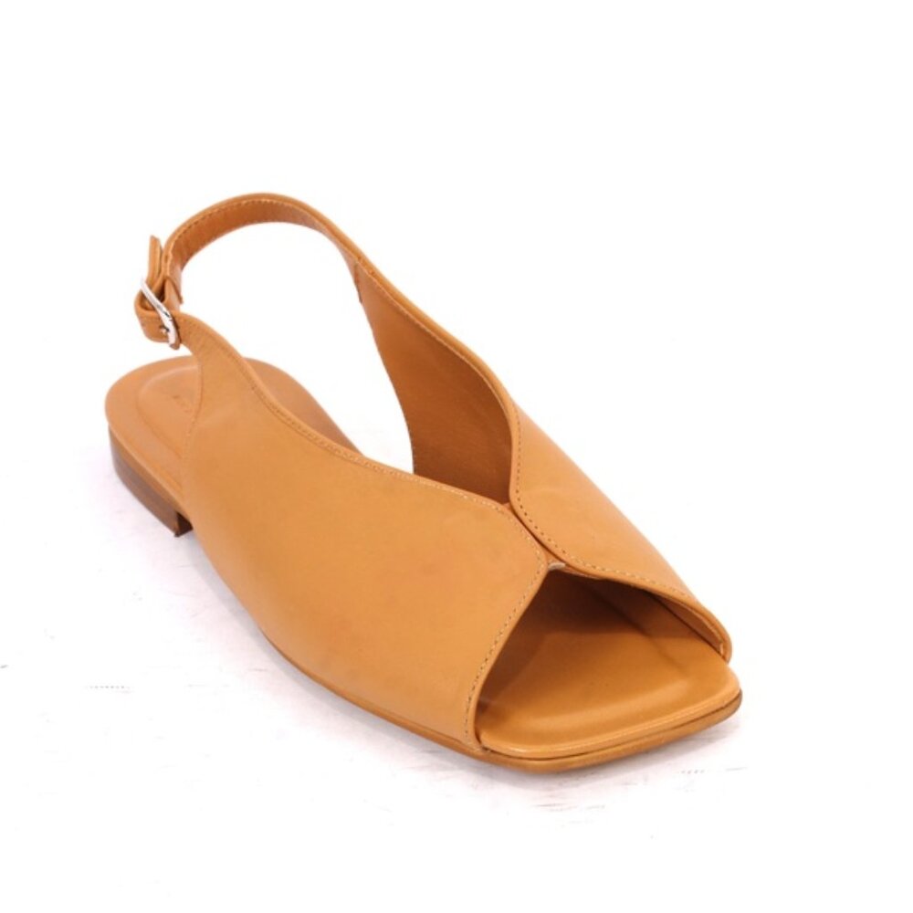 Kapogiro 2178 Brown Leather Flat Sligback Sandals Shoe